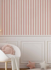 Papel de Parede Infantil - Listrado Largo Regular Rosa Doçura